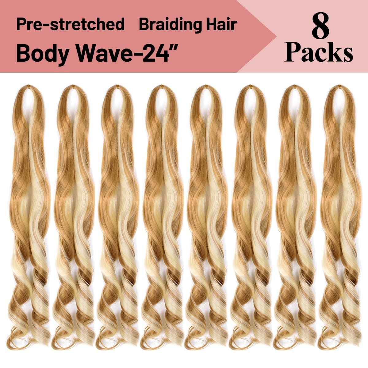 Soft & Silky 24-Inch Bouncy Crochet Hair – 8 Packs of Synthetic Curls