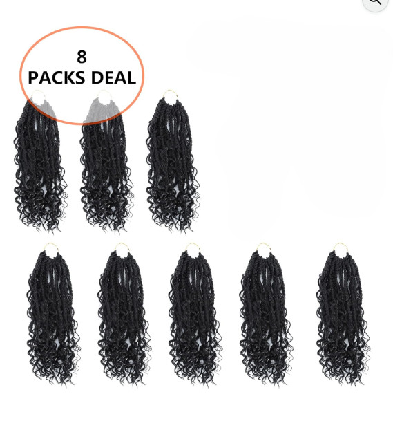 Bohemian Box Braids Crochet Hair Curly Ends Pre-Looped 14 inch 8 Packs Black 1B