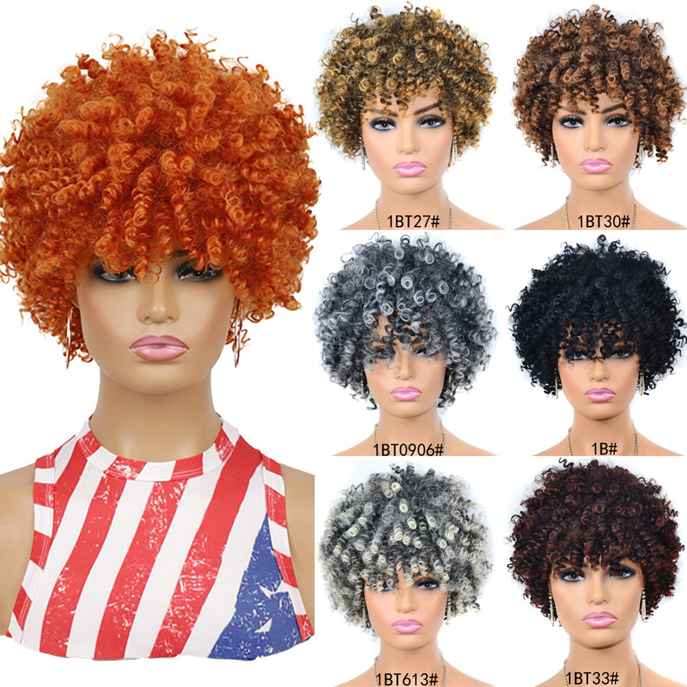 African Curly Wigs for Black Women Short Spring Twist Afro Curls Wigs Party Wigs