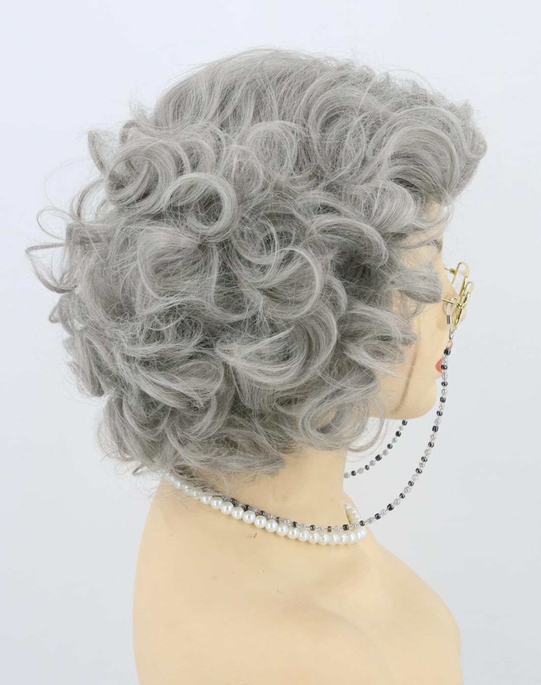 10″ Grey Curly Costume Wig for Women Halloween Party 164E384262