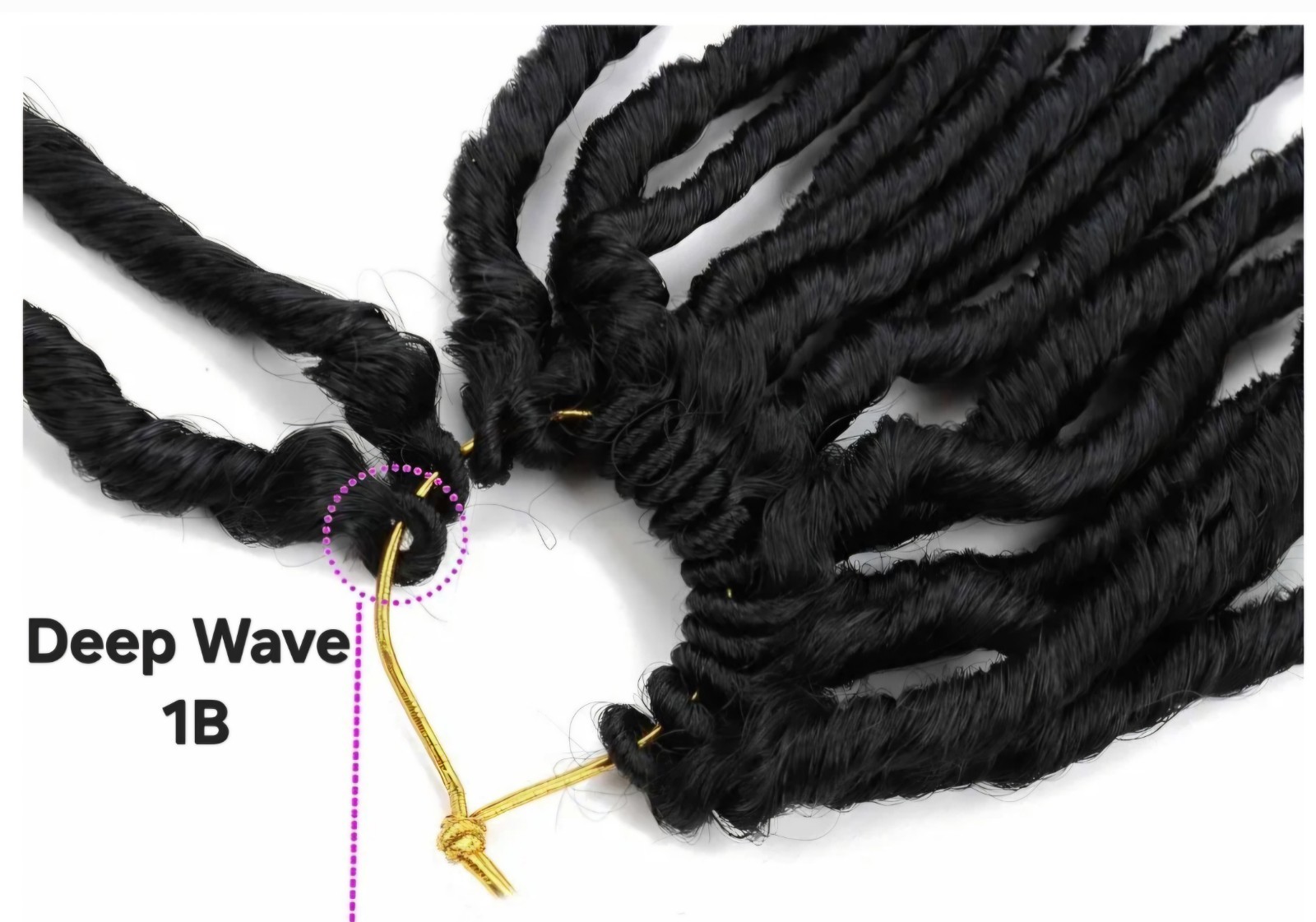 24″ Long Deep Wave Hair Extensions Goddess Locs Crochet Loop Faux Black Woman 1B