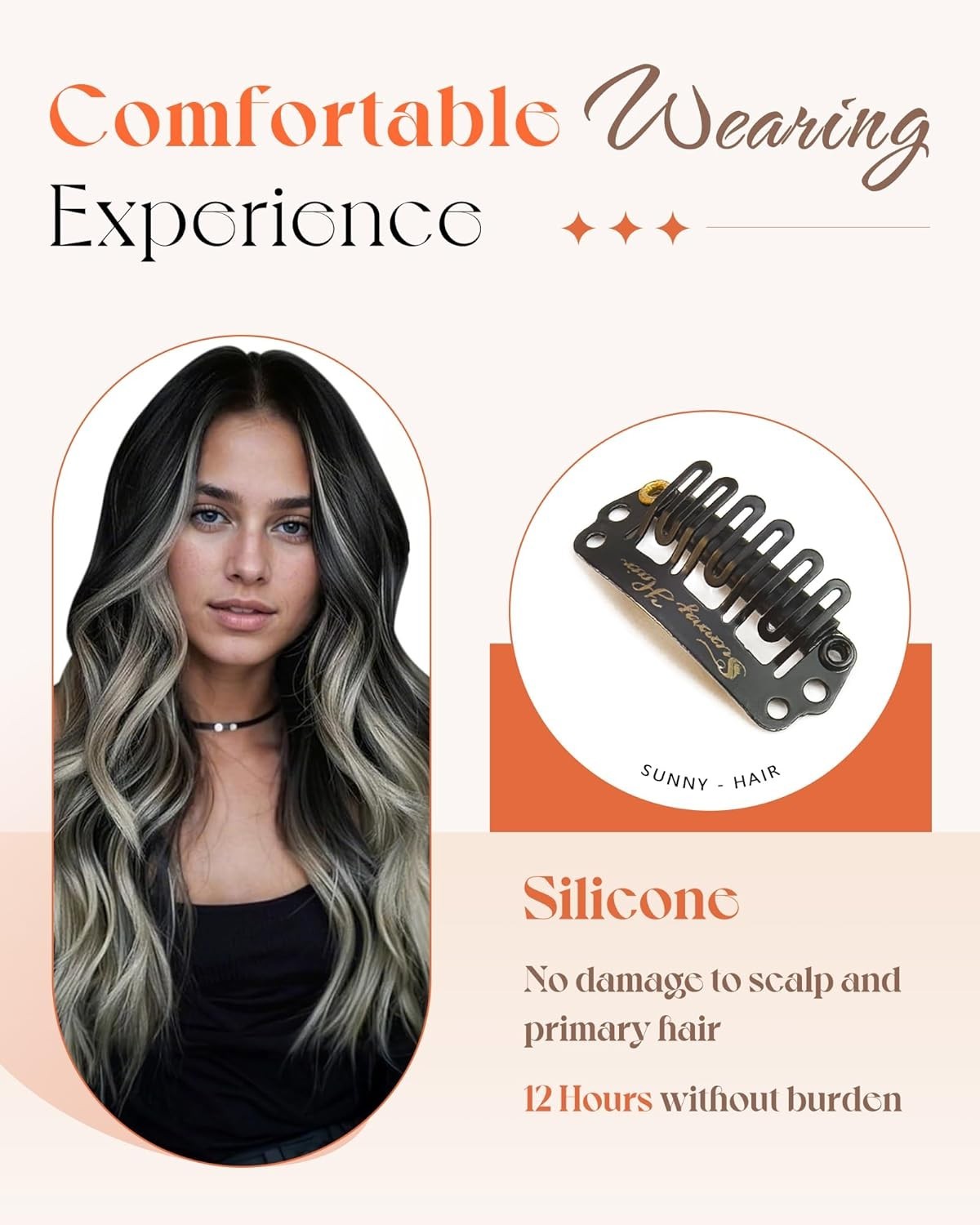 Sunny Hair CLIP-IN 12″ Ombre Silver-Black Roots Human Hair Extensions CP 1B-S-1B