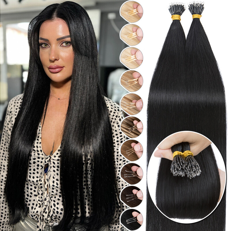 CLEARANCE Nano Ring Tip Real Hair Extensions Russian Remy Human Hair Thick 1G/S