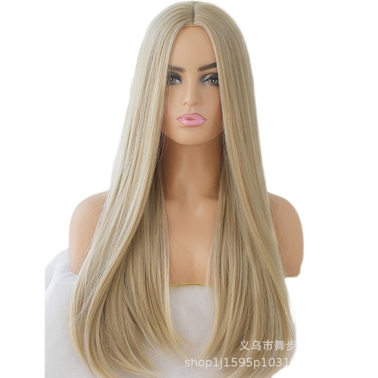 Cosplay Party Wig Long Straight Halloween Blonde Heat Resistant Synthetic Hair