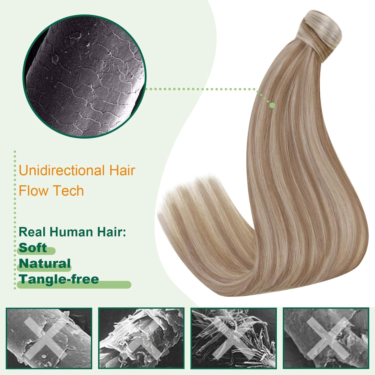 Easyouth PONYTAIL 14in Light Brown Highlights Blonde Hair Extensions – PY_P8-60