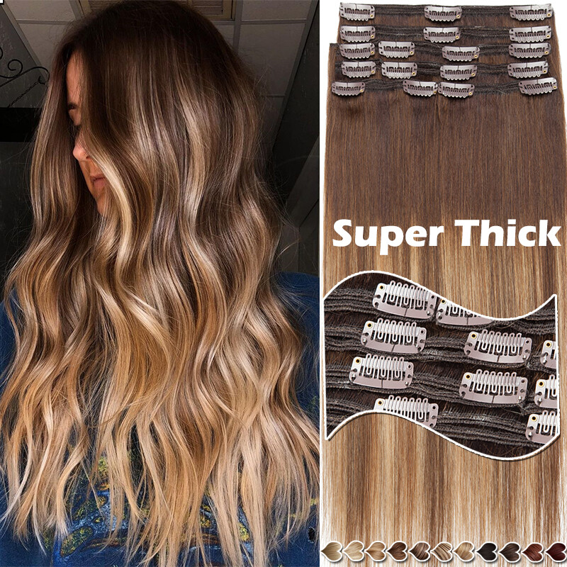 CLEARANCE Balayage/Ombre Clip In 100% Real Remy Human Hair Extensions Full Head