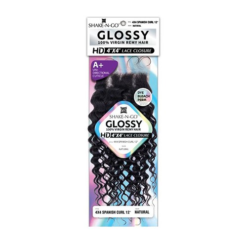 Glossy 4X4 Lace closure Spanish Curl 12″