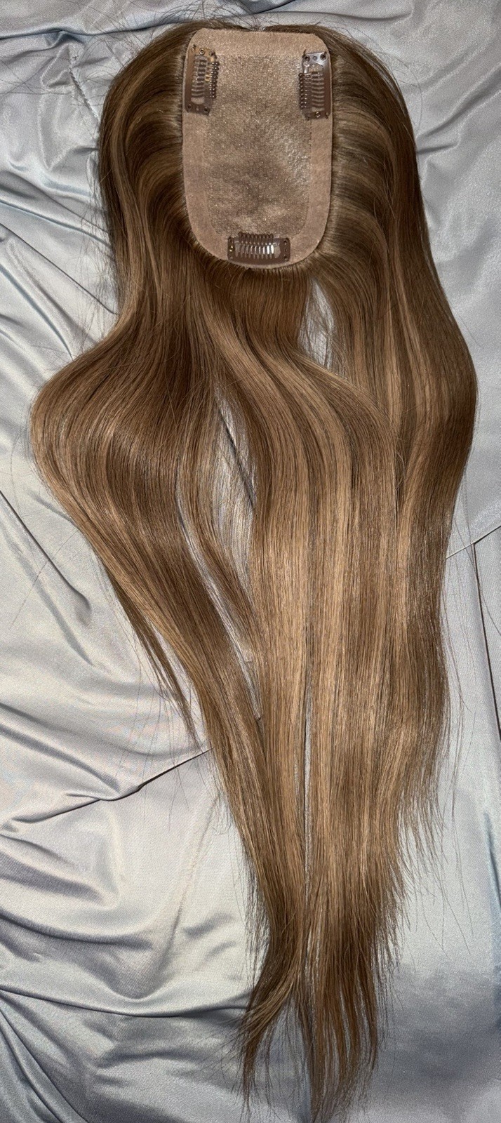 Topunique Human hair Topper 3×5 Inch Injected Silk Base 18 Inch Length