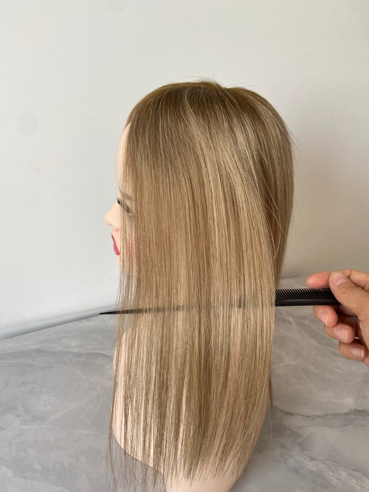 100% HUMAN RUSSIAN HAIR 5″x5″TOPPER DARK BLONDE OMBRE HAIRPIECE HIGHLIGHTS