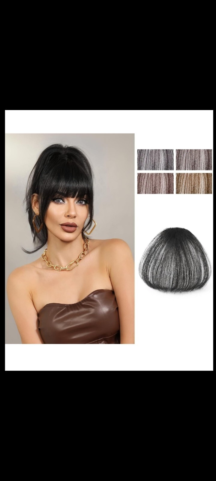 7JHH Clip in French Bang with Temples Clip 100% Human Hair Flat Thick Bangs…