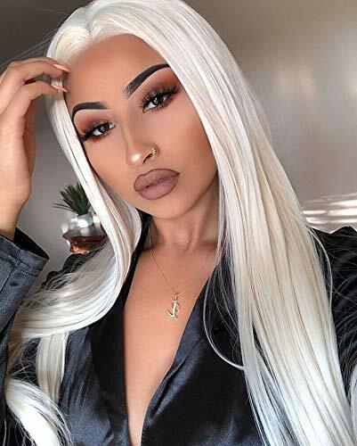 Platinum Blonde Lace Front Wigs for Women Long Straight Hair Heat Resistant Wigs