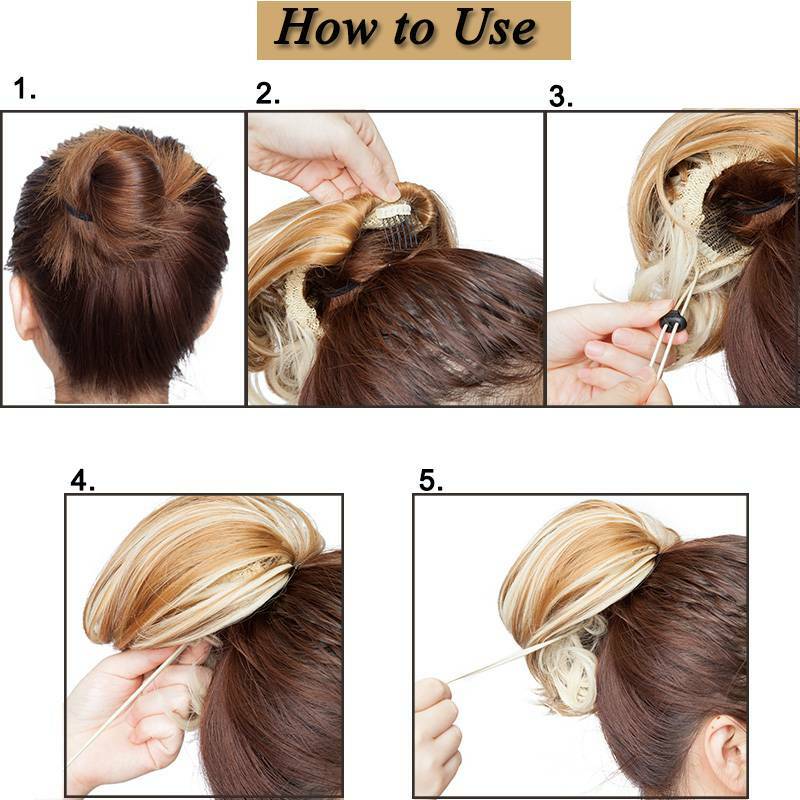Straight Short Scrunchies as Hepburn Hair Bun Updo Extension Ponytail Hairpiece