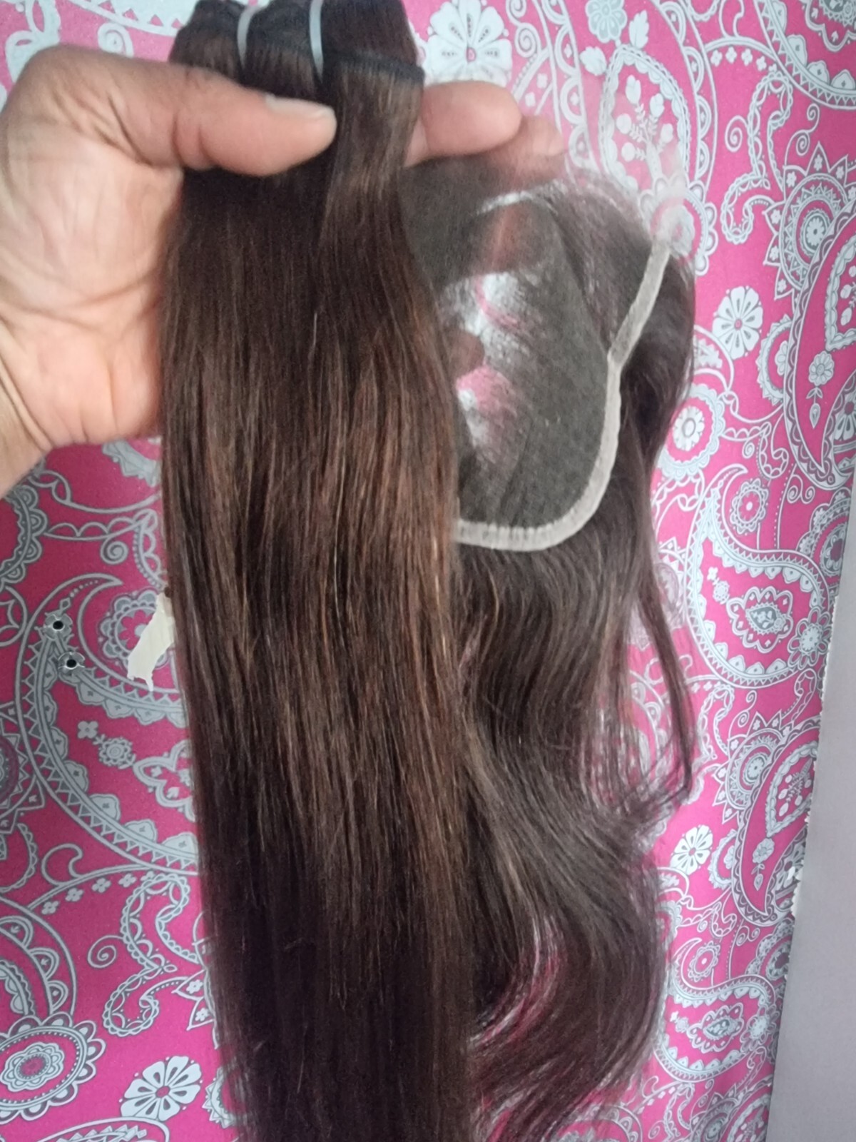 12A LIGHT BROWN 4# BRAZILIAN VIRGIN HAIR SILKY STRAIGHT 18+16INCH CLOSURE 150g