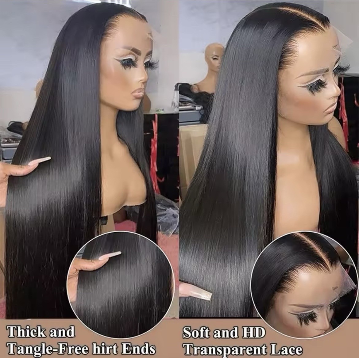 20 Inch Black 13×4 HD Transparent Straight Lace Front Wig