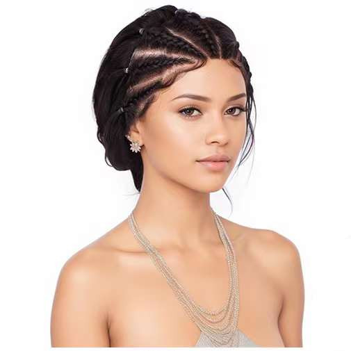 6 Inch Black Short Straight Wigs 13×6 Lace Front Braid 100% Human Hair Wig Women