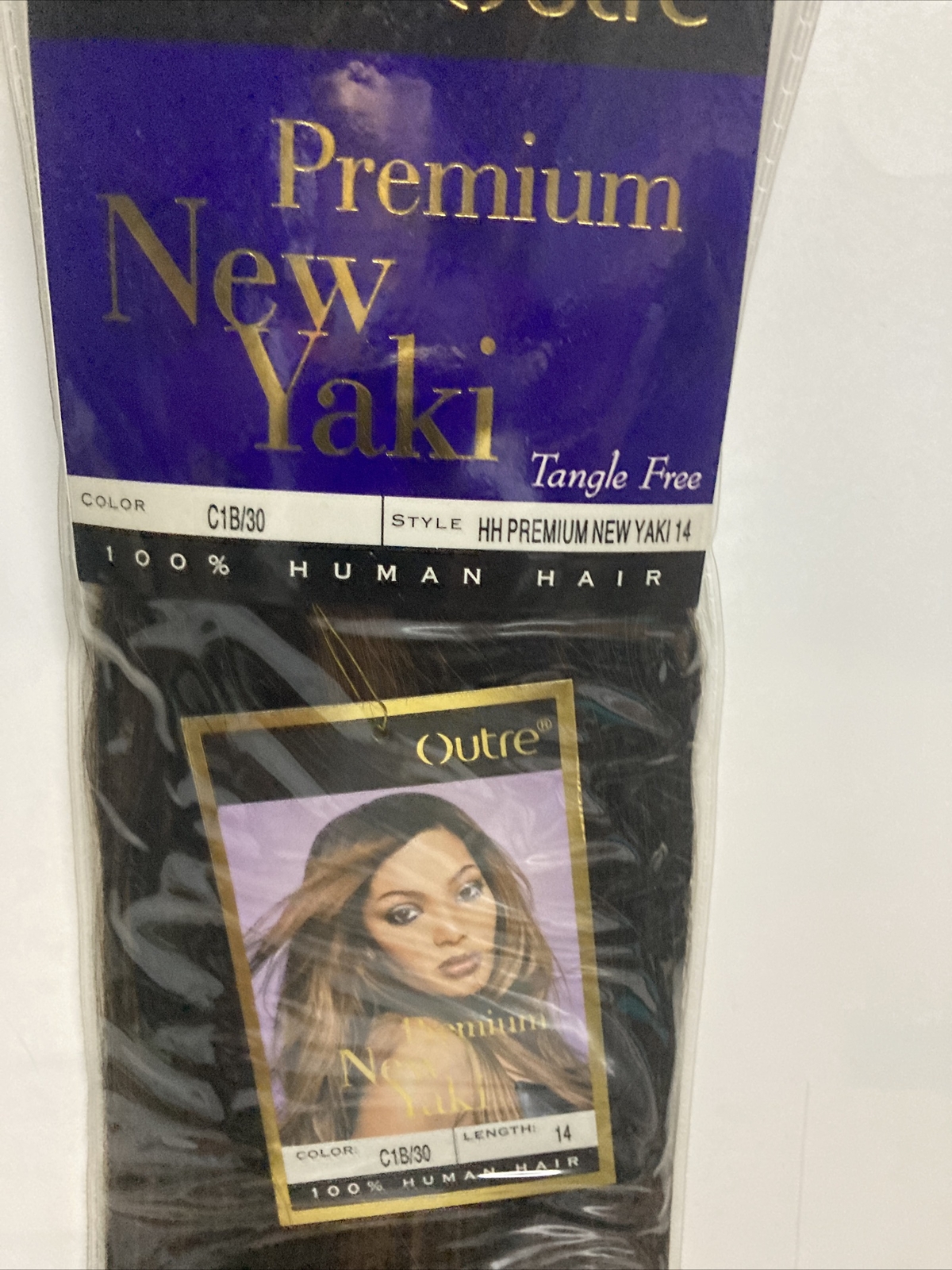 2 PACKS OUTRE PREMIUM NEW YAKI 100% Human Hair for Weaving 14″ Color: C1B/30