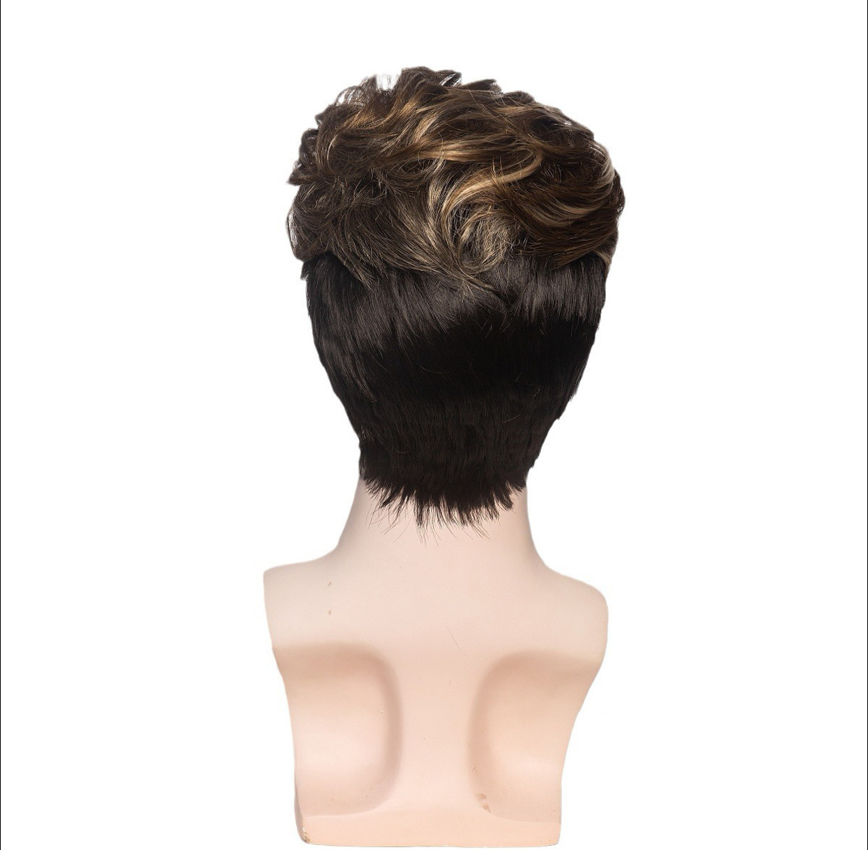 Men’s Short Straight Golden Brown Ombre Wig Heat Resistant Synthetic Daily Wear