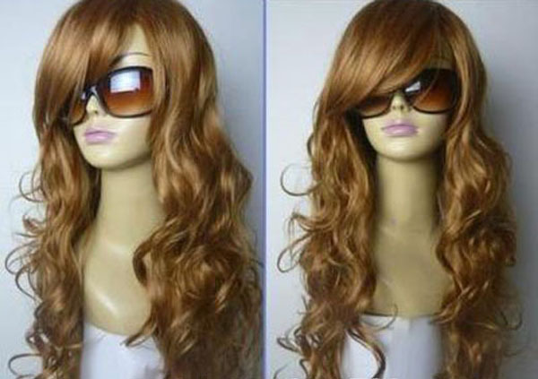 Hot Sell Fashion New Long Brown Curly Women Lady Hair Wig Wigs + Wig Cap