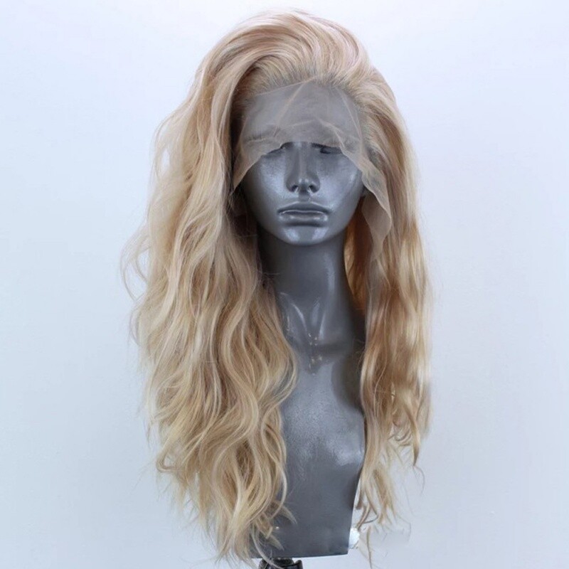 Front Lace Wig Long Curly Hair European and American Style Wig Head Cover Linen