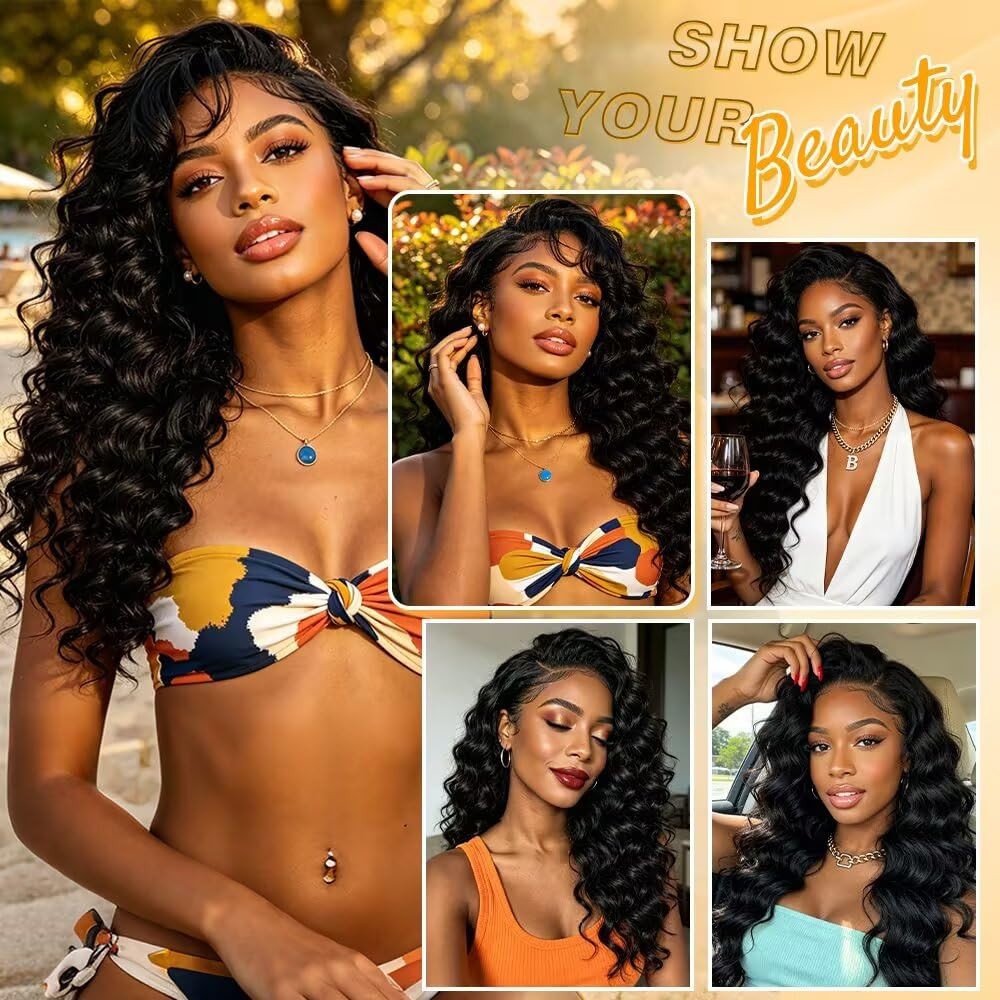 Human Crochet Hair 16″ Deep Ocean Wave 300g (pack of 12 bundles) | Color: #1B