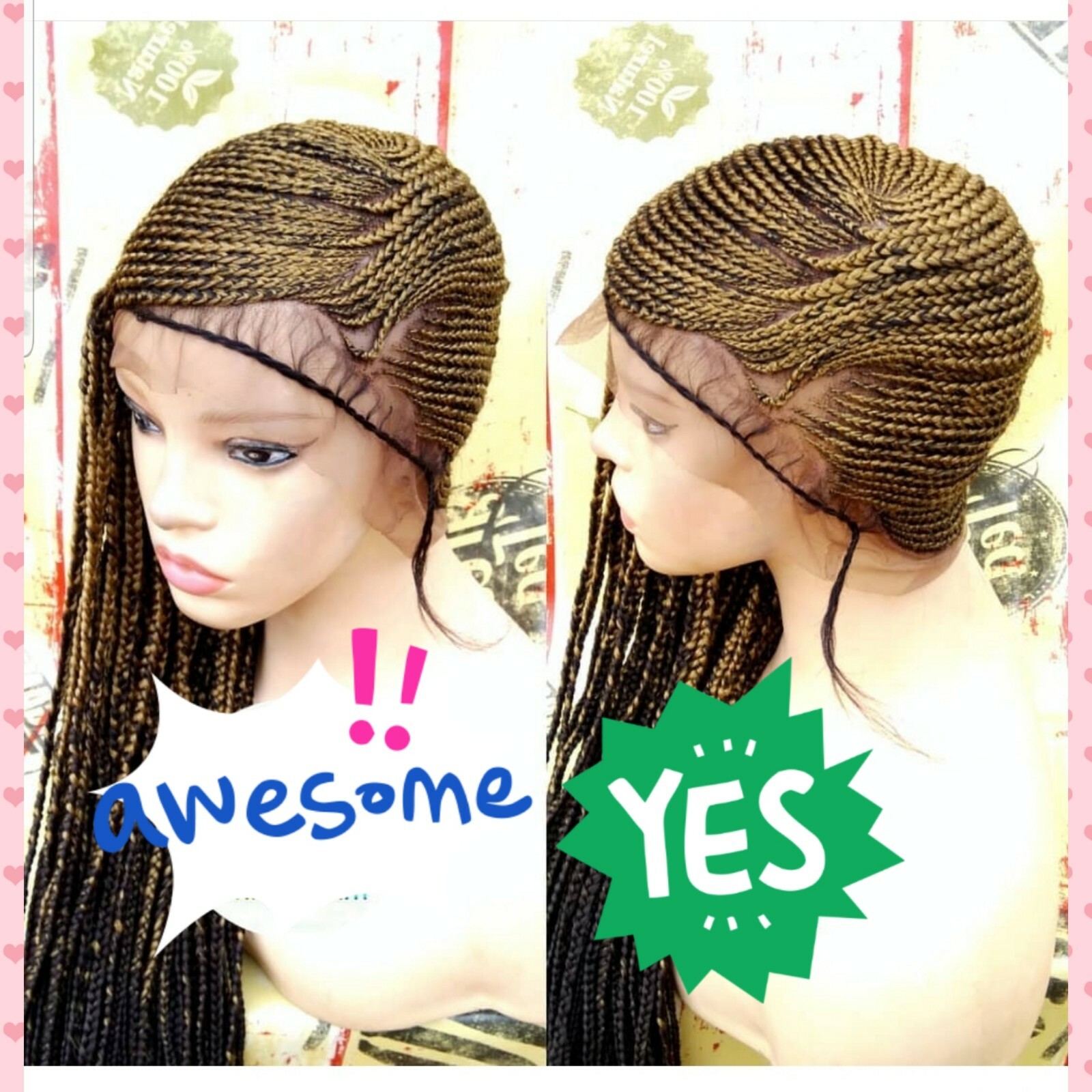 Braided wig:Handmade Braids Cornrows wig,PRE-ORDER ONLY.2-3WEEKS. Location USA