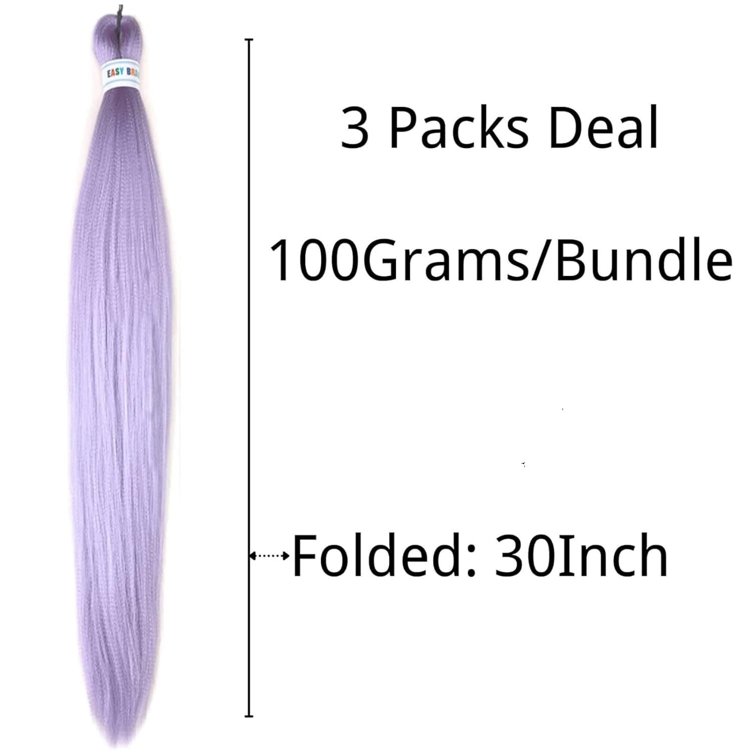 30 Inch Lavender Purple Braiding Hair Extensions for Kids, Flame Retardant Fiber