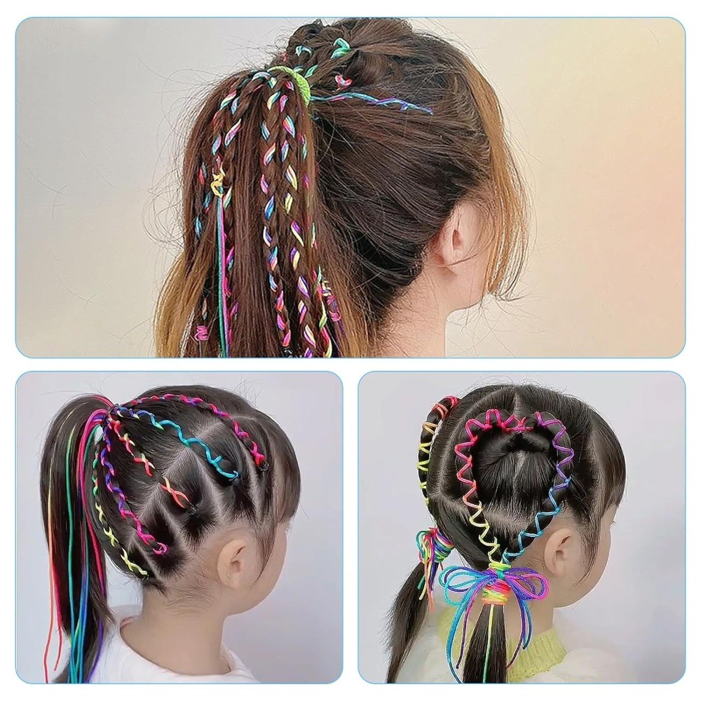 4Pcs 24″ Colored Braiding Hair Extensions +24Pcs Multi-color Hair Rope for Women