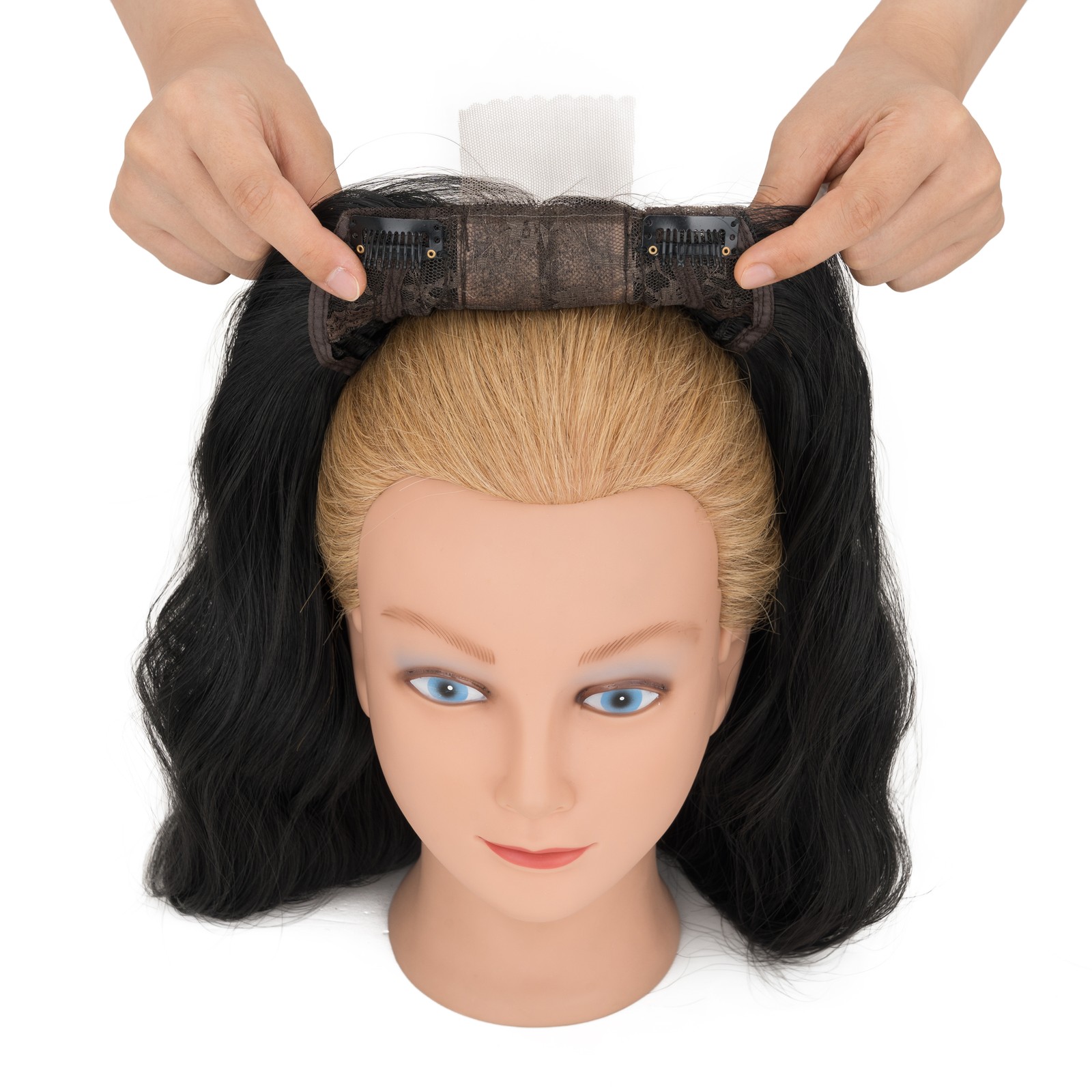 6.5×6.5 Women Topper Real As Human Hair Toupee Clip in Loose Wave Wavy Hairpiece