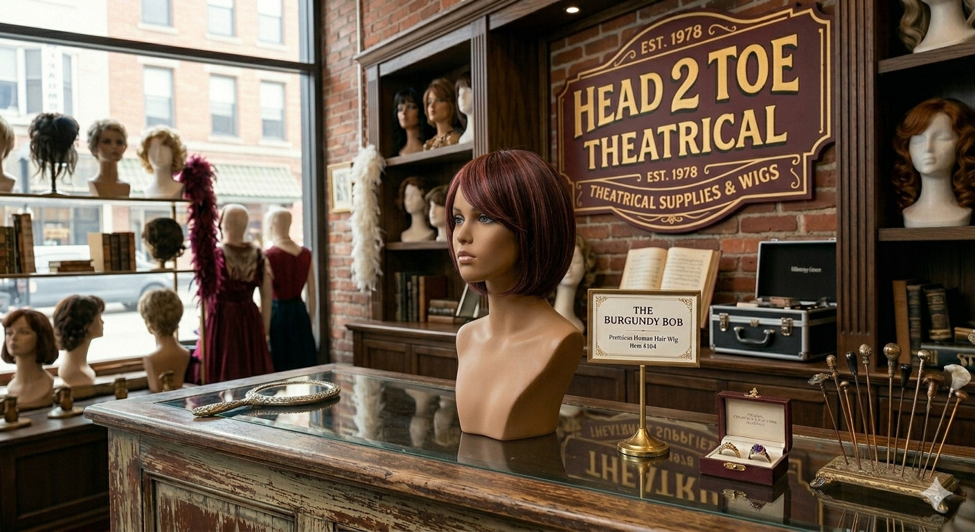 RENERSHOW Short Burgundy Highlight Bob Wig bangs red pixie women synthetic daily