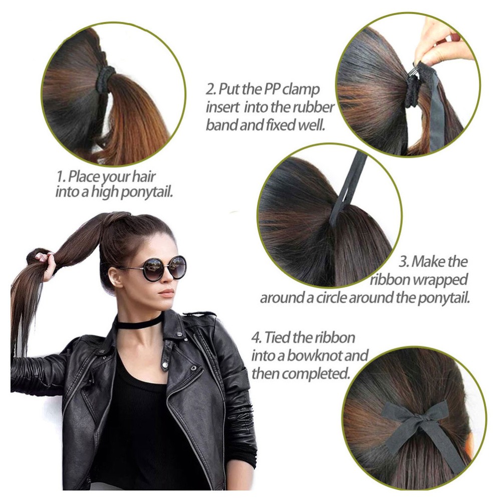 High Temperature Fiber Straight Ponytail Extension for Women Girls