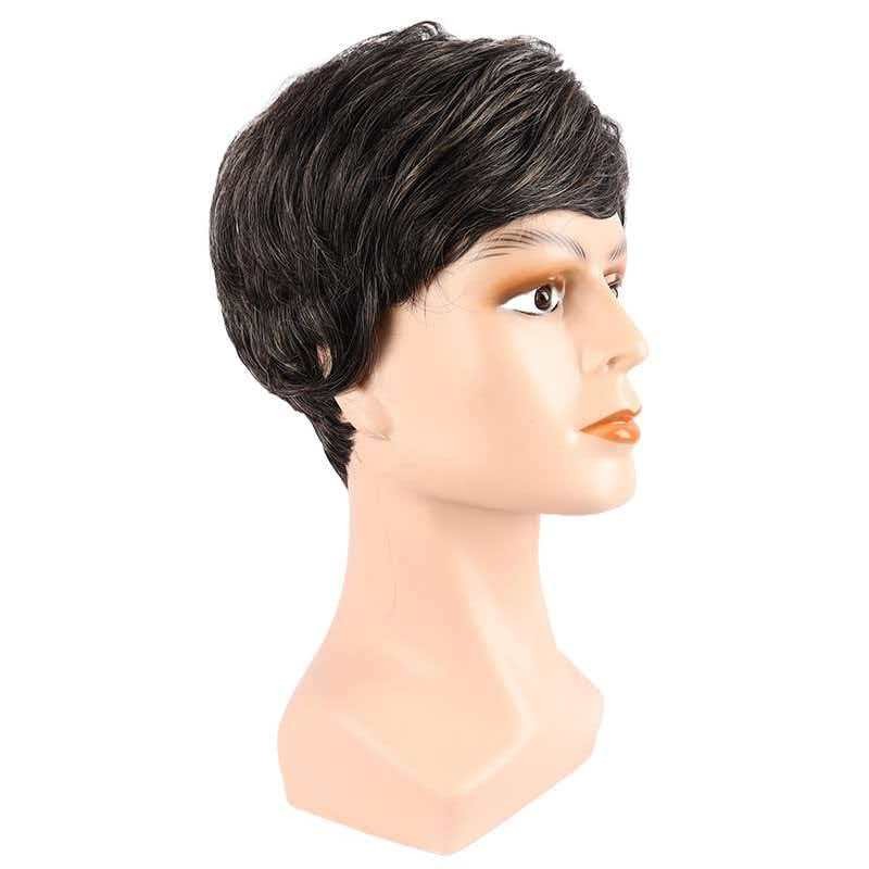 Men’s 6in Short Brown Wig Full Heat Resistant Synthetic Cosplay Halloween Party