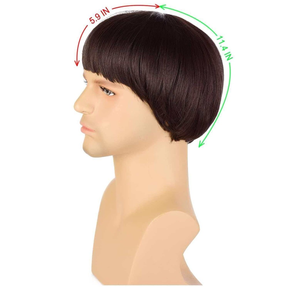 Lloyd Christmas Inspired Brown Bowl Cut Wig 90s Costume Heat Resistant for Men