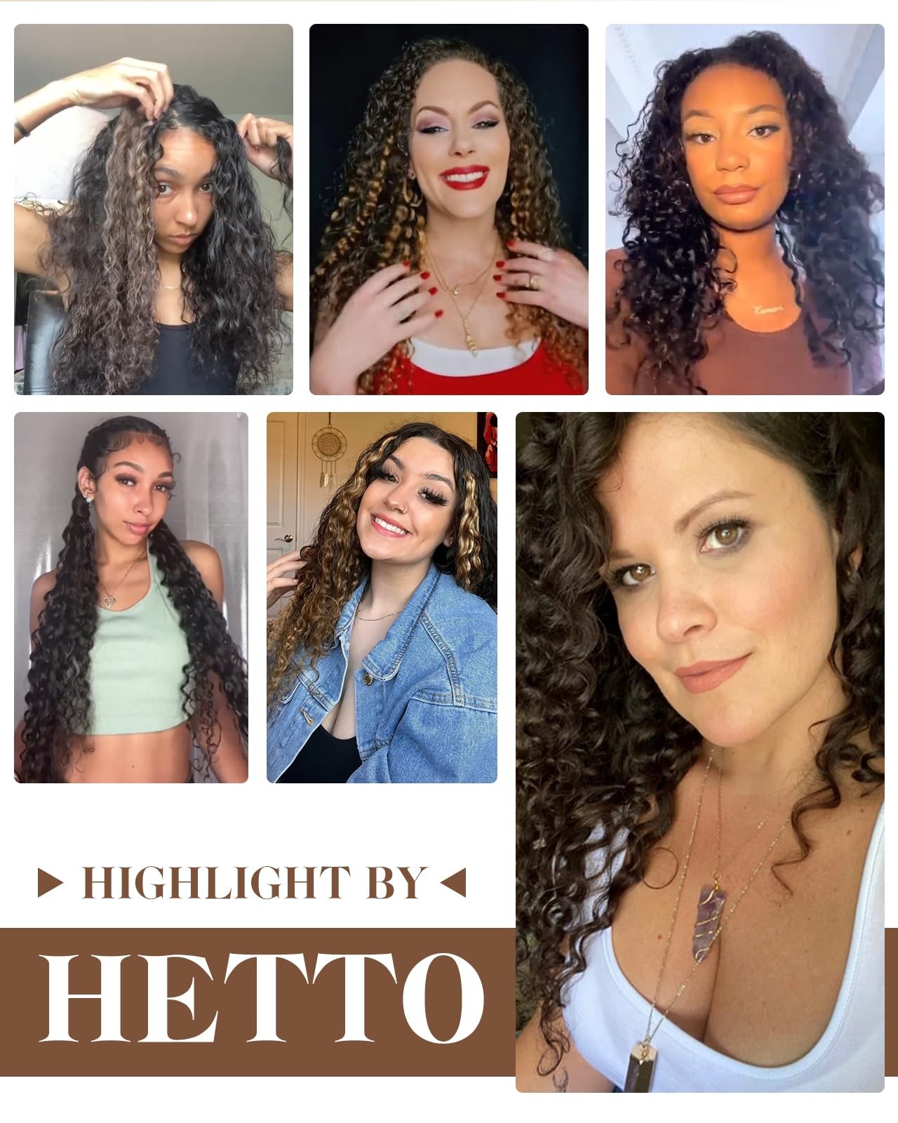 Hetto Curly Clip In Hair Extensions – Medium Brown 120G 7Pcs 14 Inch Ww – 3A-3C