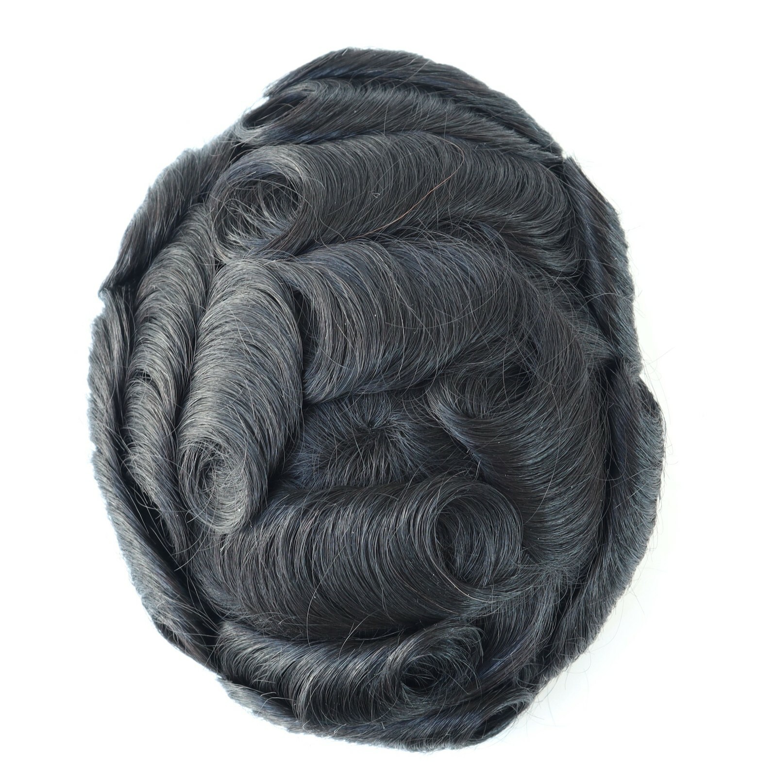 Mens Human Hair Replacement System Hairpiece Fine Mono Poly Coating Toupee #1B