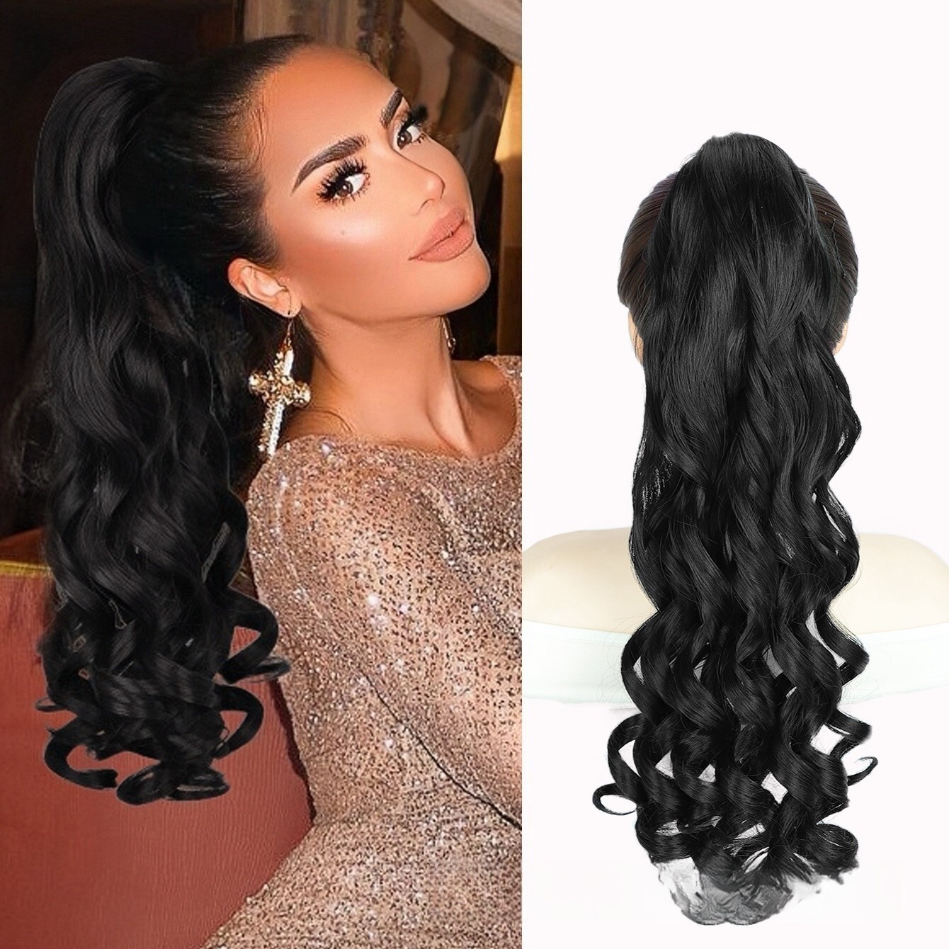 26″ Real Ponytail Claw Clip Hair Extension Pony Tail Thick Hairpiece in As Human