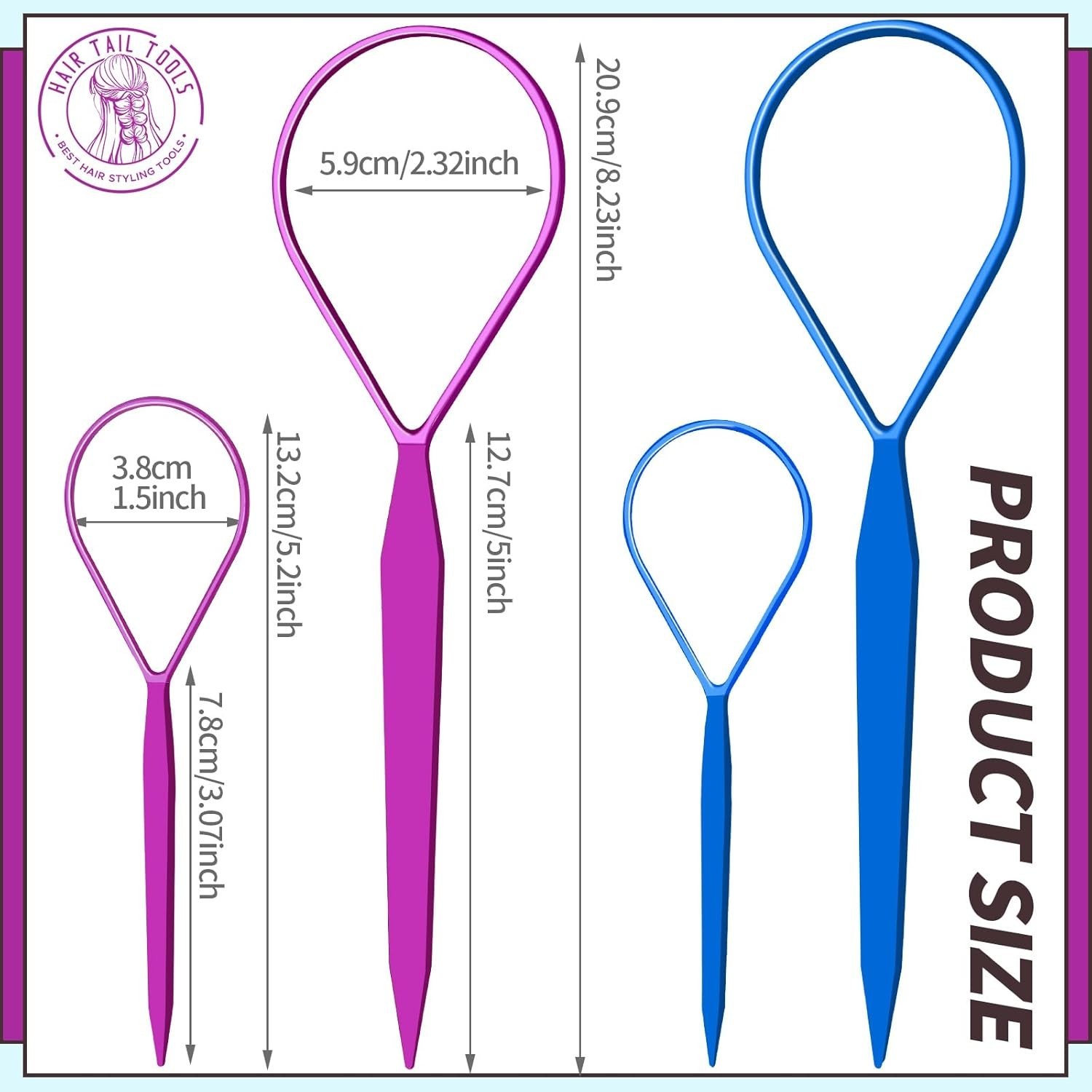 Effortless Hair Braiding: 4pc Purple and Blue Styling Tool Set for Women & Girls