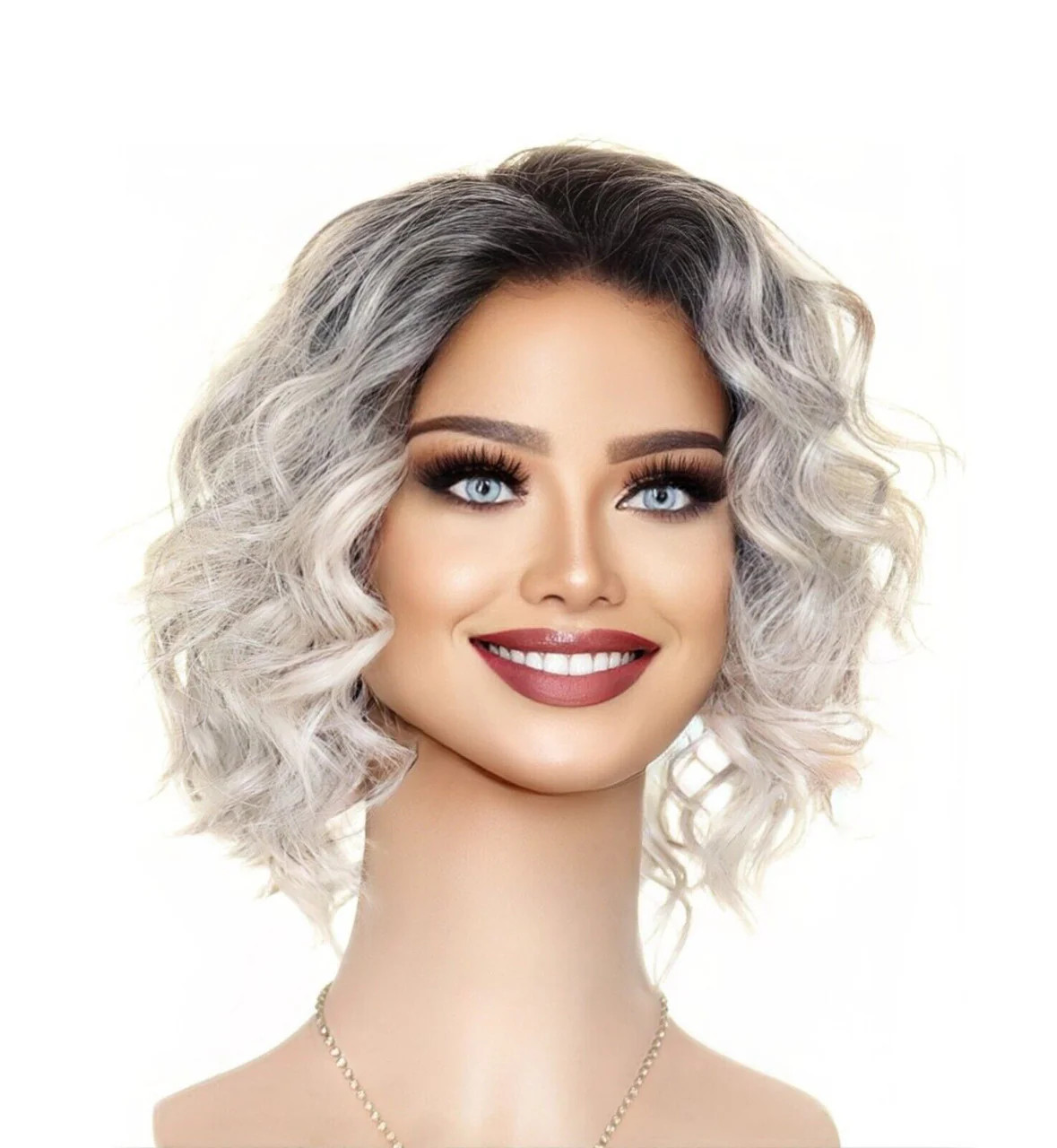 ATTITUDE RENE OF PARIS Orchid Wigs – LACE FRONT – New WAVY SILVER MIST ROOTED