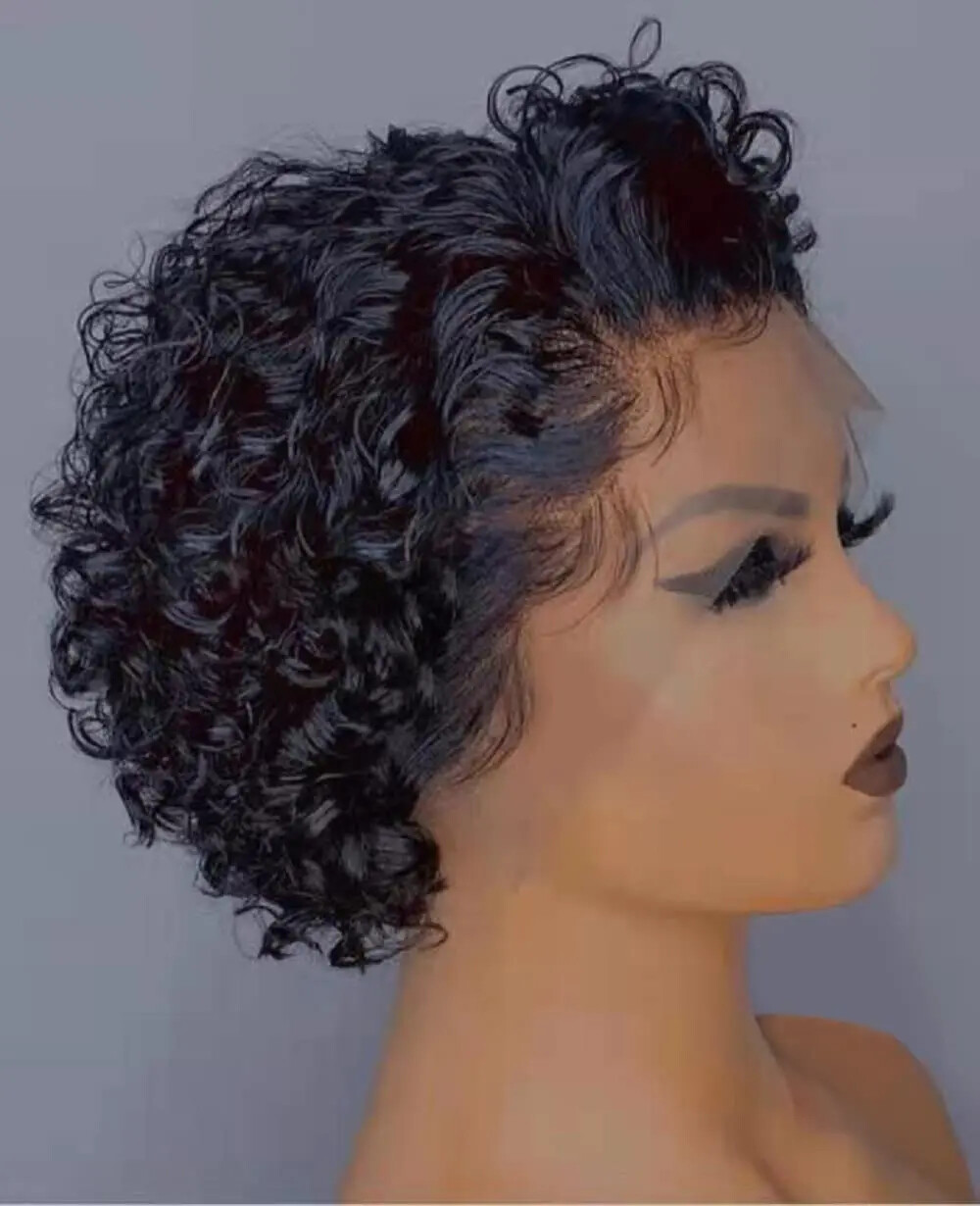 Pixie Cut Wig Human Hair Short Curly Pre Plucked Raw Virgin Hair Wig