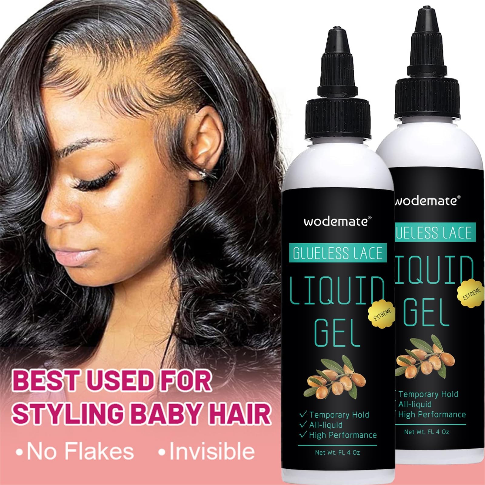 Lace Wig Bonding Gel, Glueless Invisible Hold, Non~Toxic, 4 oz