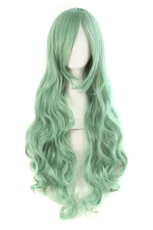 Beauty 32″ 80cm Long Hair Spiral Curly Cosplay Costume Wig (Gray Green)