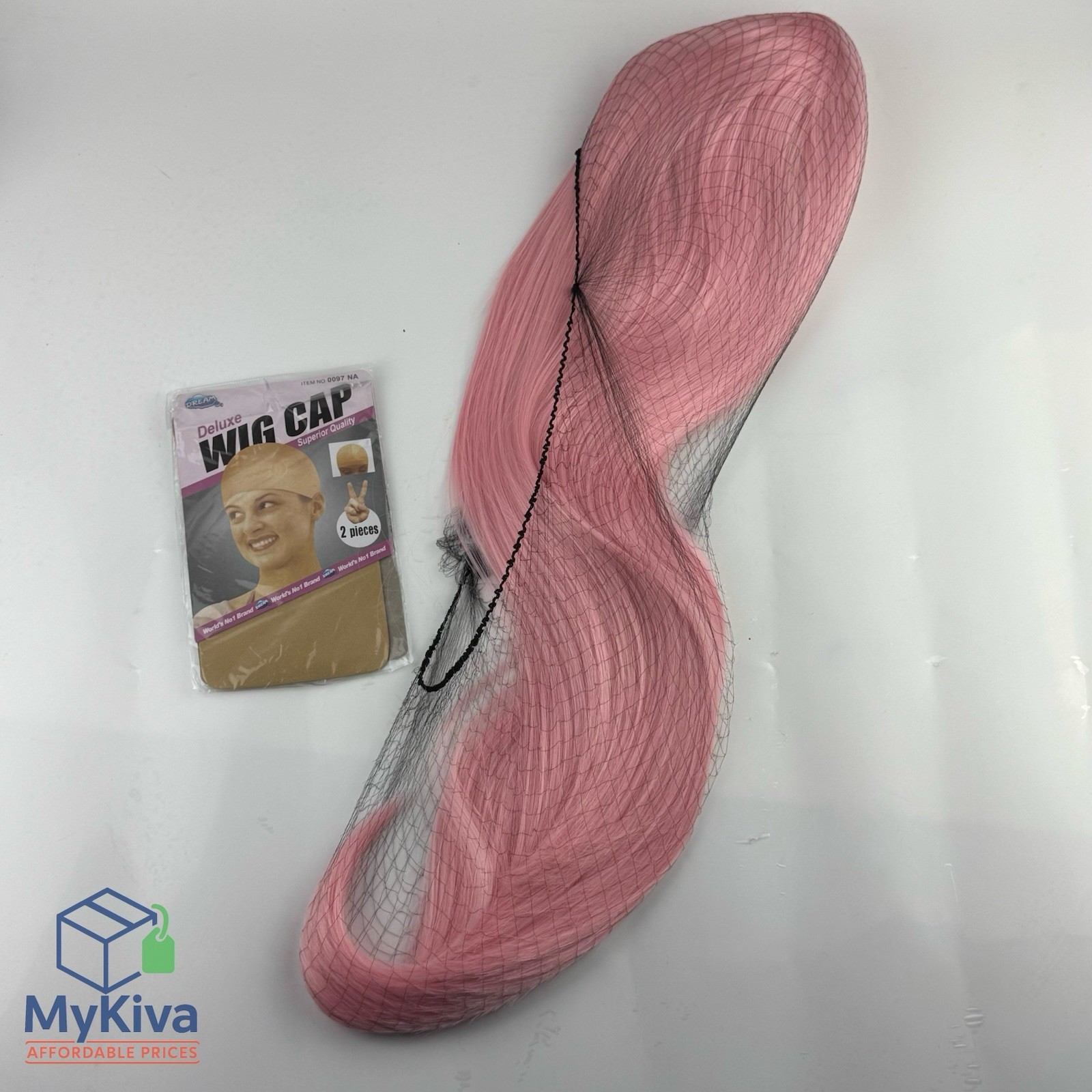 Pink Lace Front Wig Long Straight Synthetic Hair with Wig Cap Adjustable Straps