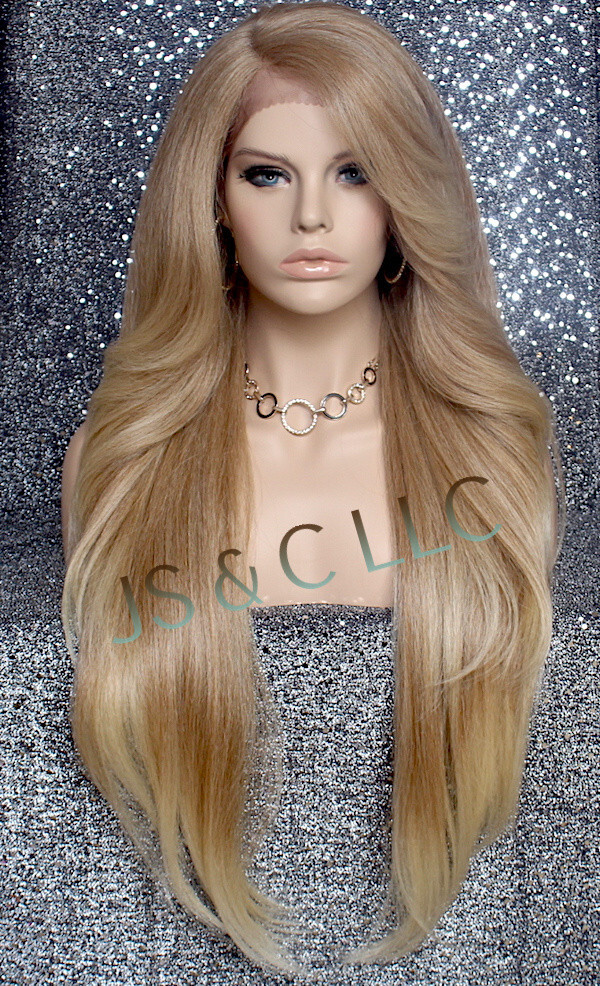 Extra LongHuman Hair blend Heat OK Full Lace Front Wig Blonde mix WBPC 27/613