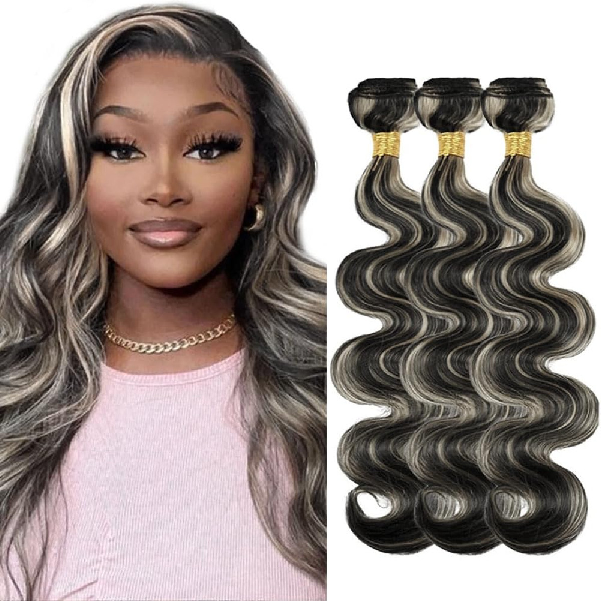 Younghann 24 26 28 Inch Ombre Bundles Human Hair Color P1B/613 Blonde Body Wave