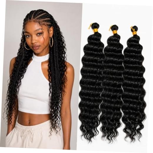 Deep Wave Crochet Hair 18 Inch 3 Packs Ocean Wave Curly 18 Inch (Pack of 3) 1B#