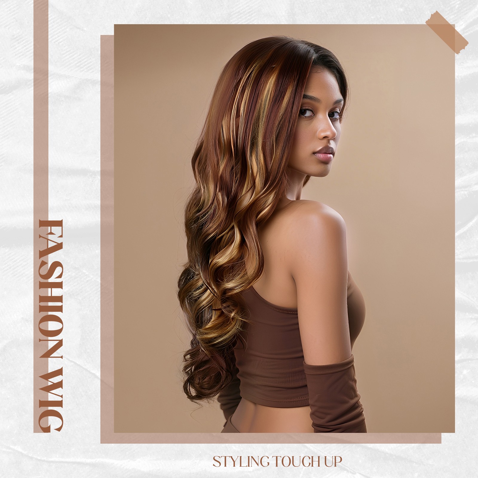 28″ Honey Blonde Layered Long Curly Wavy Synthetic Wig Women Ombre Cosplay Party