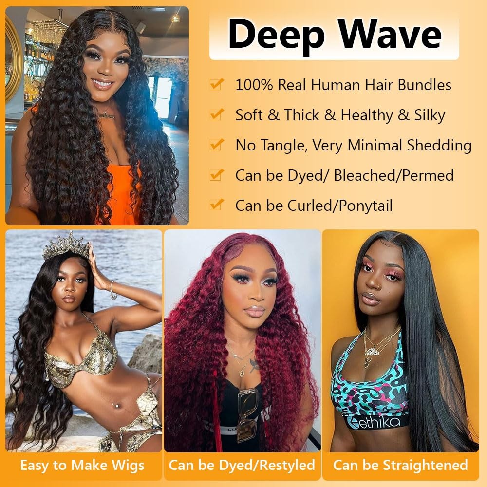 Qthair 18A Deep Wave Bundles Human Hair 14 14200G 100 Unprocessed Cambodian