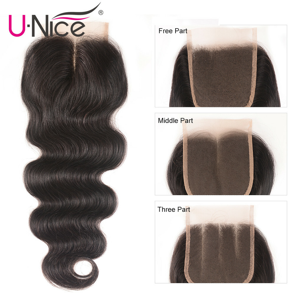 UNice Hair 7A Cambodian Curly/Straight/Body Wave Human Hair 4×4 Lace Closure US