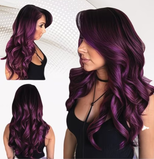 💜💜BLACK, PURPLE 26in Middle Part WIG, HIGH QUALITY FAST SHIPPING…💜💜