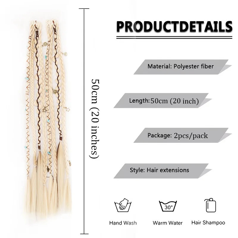 Bohemian Hand Woven Synthetic Long Hair Clip Braid Wig with Decorative Easy Wear