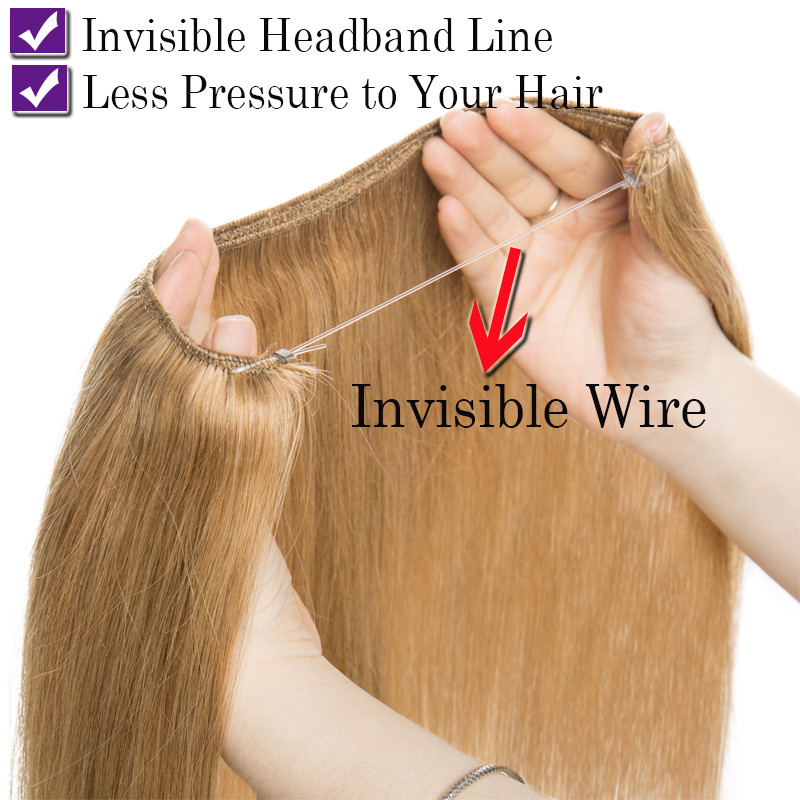 Secret Headband Wire In Remy Human Hair Extensions Thick Weft 3/4 Full Head Long